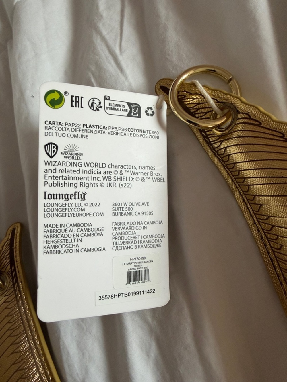 Loungefly Harry Potter Metallic Gold Golden Snitch Mini Bag - Picture 2 of 5